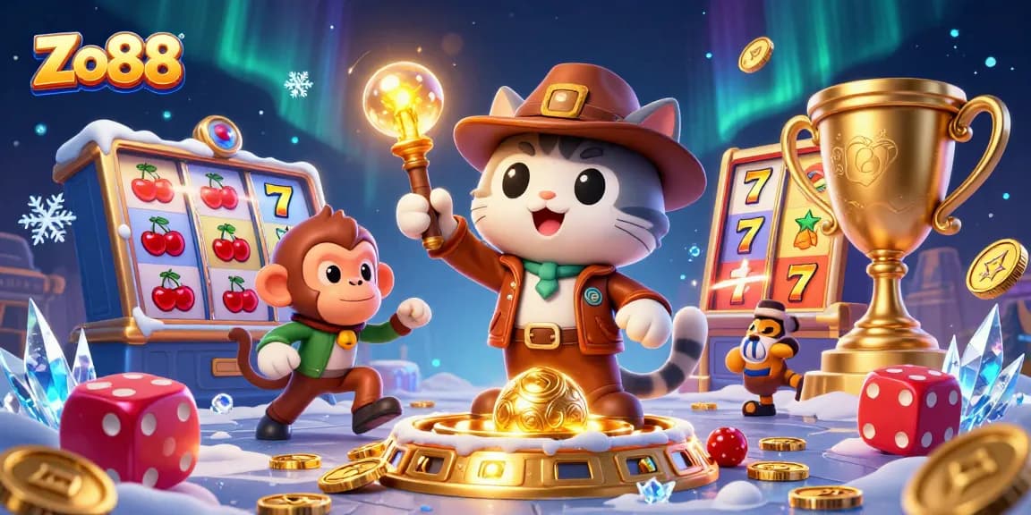 Experience thrilling wins at Zo88 with a vibrant casino scene featuring exciting slot adventures and dynamic elements.