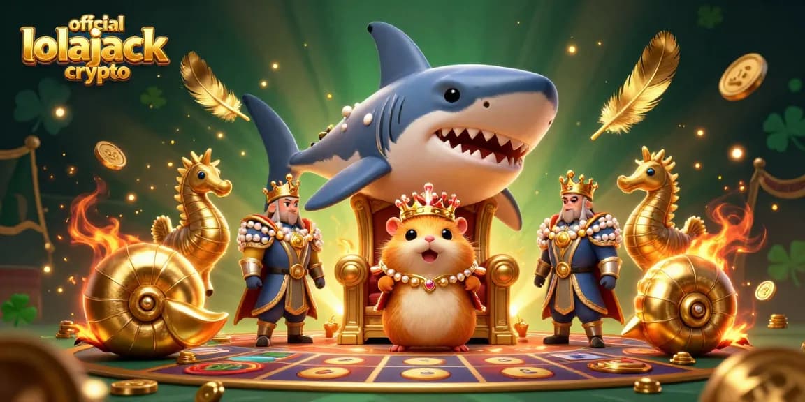Play thrilling slots with official lolajack crypto as the golden hamster king reigns in this vibrant casino scene.