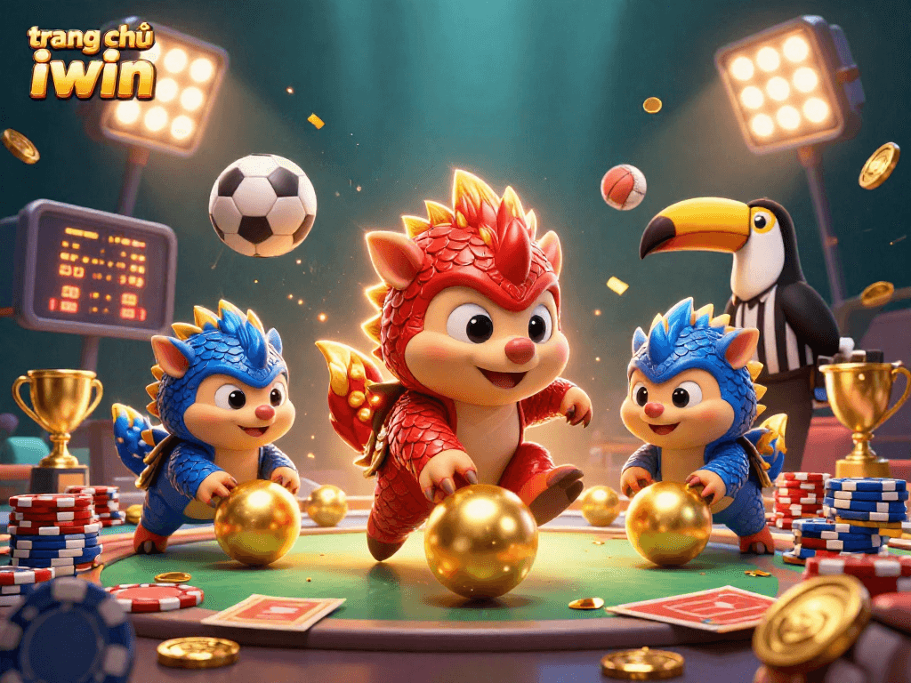 Engage in thrilling action with trang chủ iwin as rival pangolins playfully bowl through poker chips, embodying vibrant casino energy.
