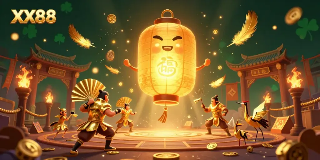 Experience the vibrant world of XX88 with glowing spirits and dynamic gaming elements in a casino setting.