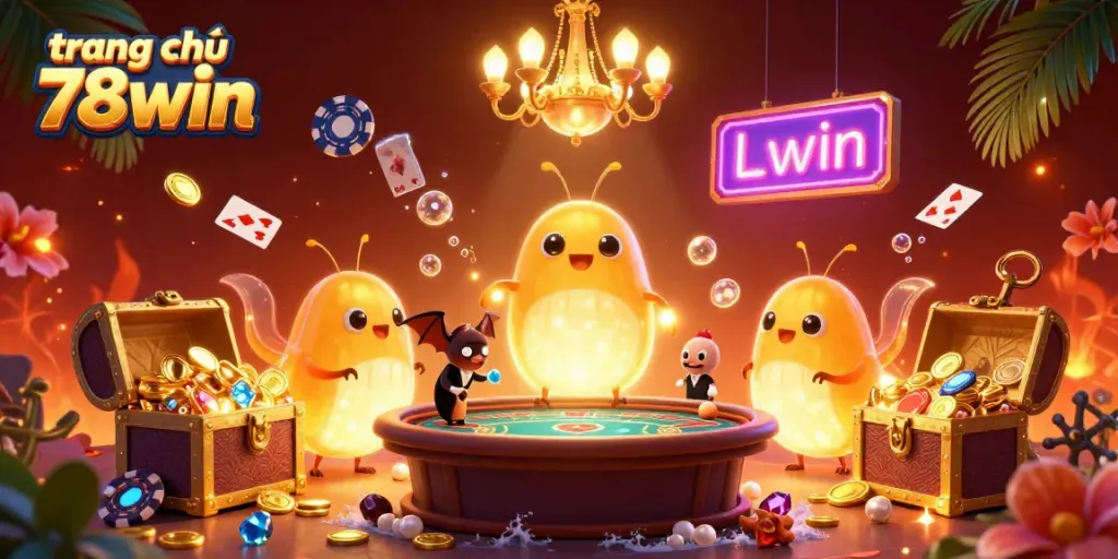 Experience vibrant gameplay at trang chủ 78win with glowing characters lighting up a lively casino scene.