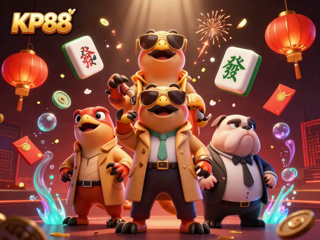Watch the raptors cleverly attempting to enter the VIP lounge at KP88 casino amidst playful gaming elements.
