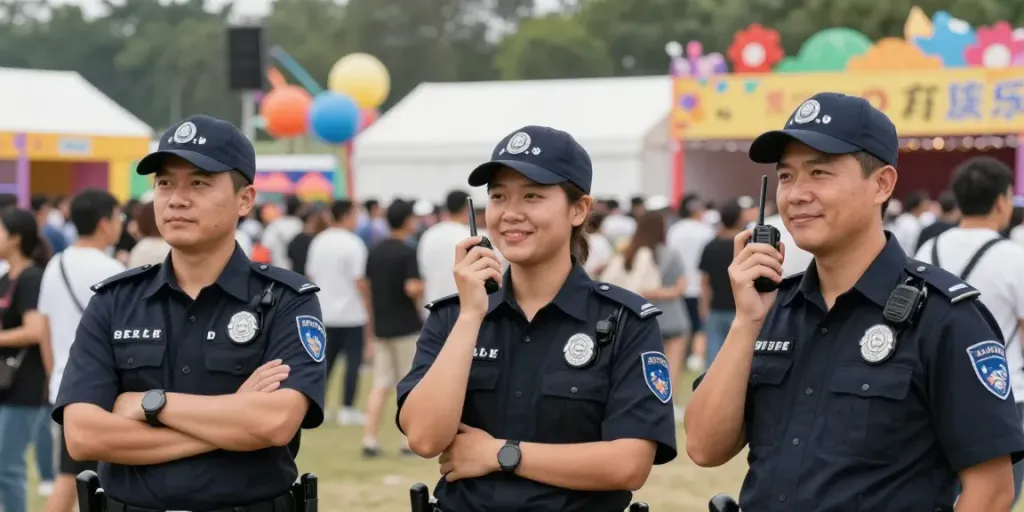 Event Security team providing professional services at a festival, safeguarding the community.