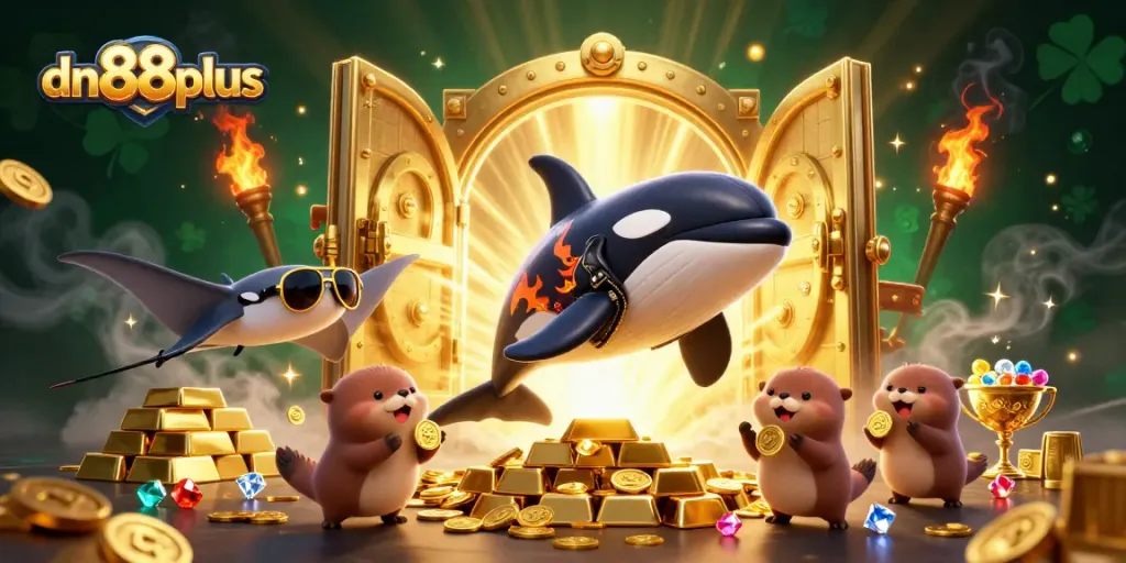 Experience the thrill of winnings at dn88plus with vibrant sea creatures showcasing golden treasures.