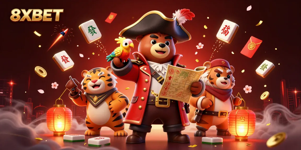 Experience vibrant gaming action with 8XBET as characters come alive in this dynamic 3D illustration.