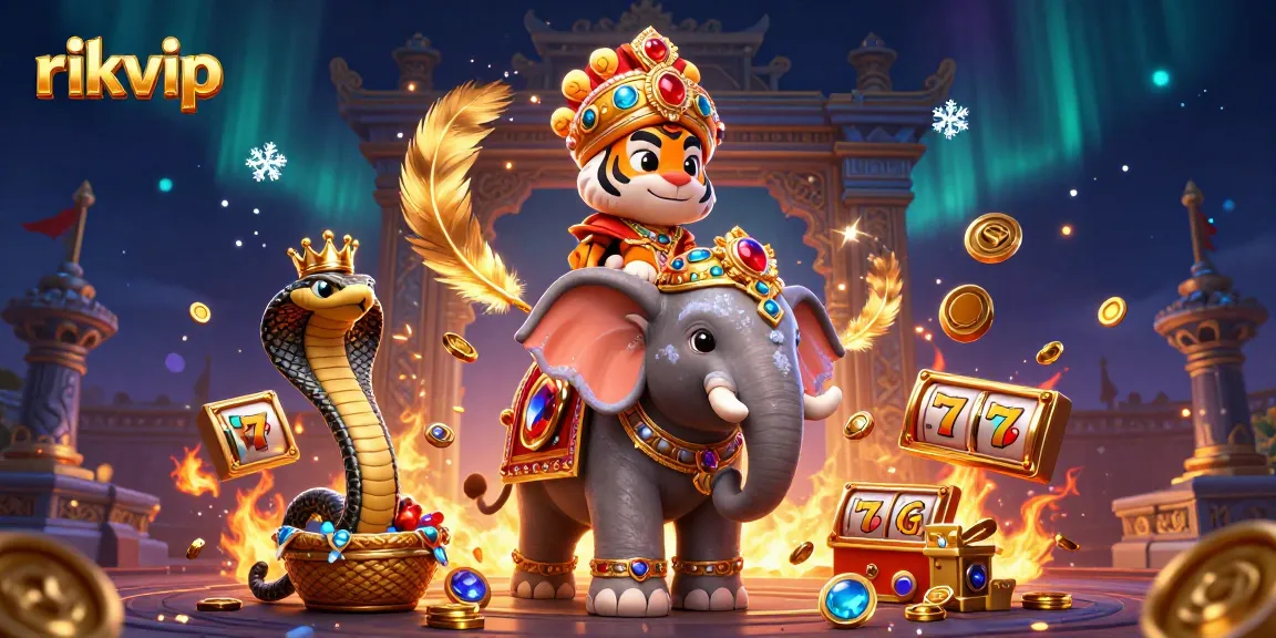 Experience thrilling wins at rikvip with a vibrant 3D casino scene filled with jewels and excitement.