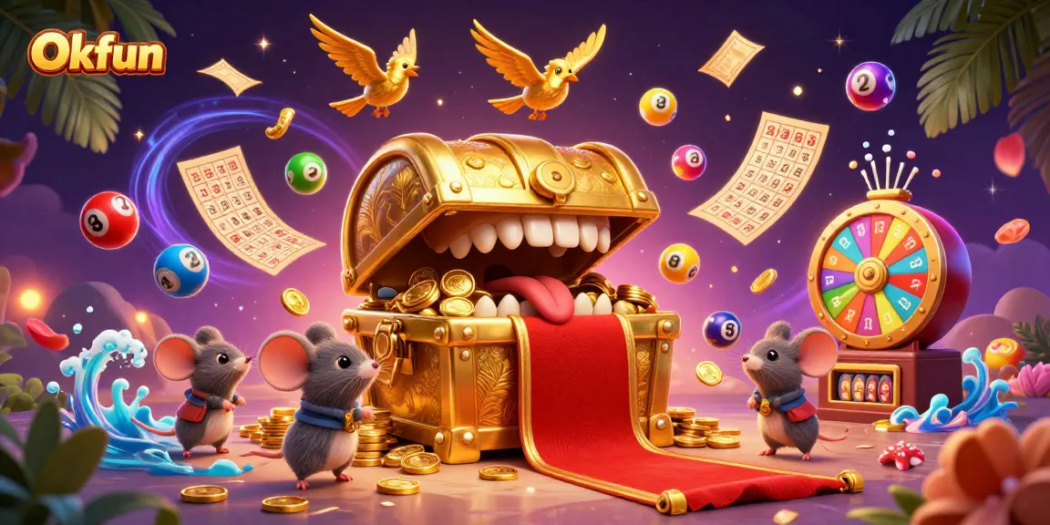 Experience exhilarating wins at Okfun with a vibrant lottery scene filled with dynamic elements.