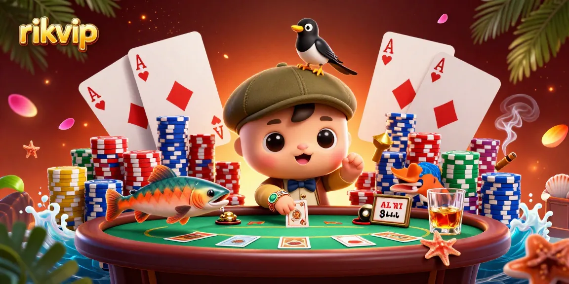 Experience thrilling gambling action at rikvip with a vibrant 3D cartoon scene celebrating gameplay.